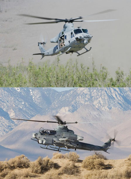 Photographs of UH-1Y and AH-1Z helicopters