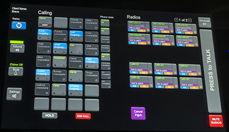 Multiple touchscreen computers running Voisus clients