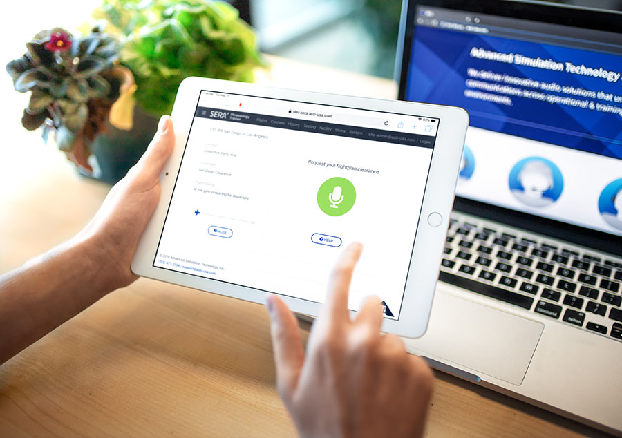 Pilot Phraseology Trainer being used on an iPad (ASTi photo by Kerrenton Snow)