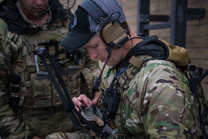 FJTACs from the 274th Air Support Operations Squadron control aircraft during Exercise Bold Quest 20 at Muscatatuck Urban Training Center.